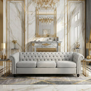 Modern Style Cloud Gray Button Tufted Upholstered Fabric Sofa