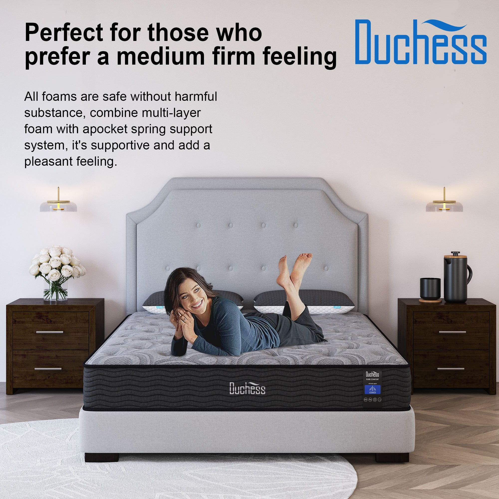 Duchess Queen Double King Single Pocket Spring Mattress Bed TightTop