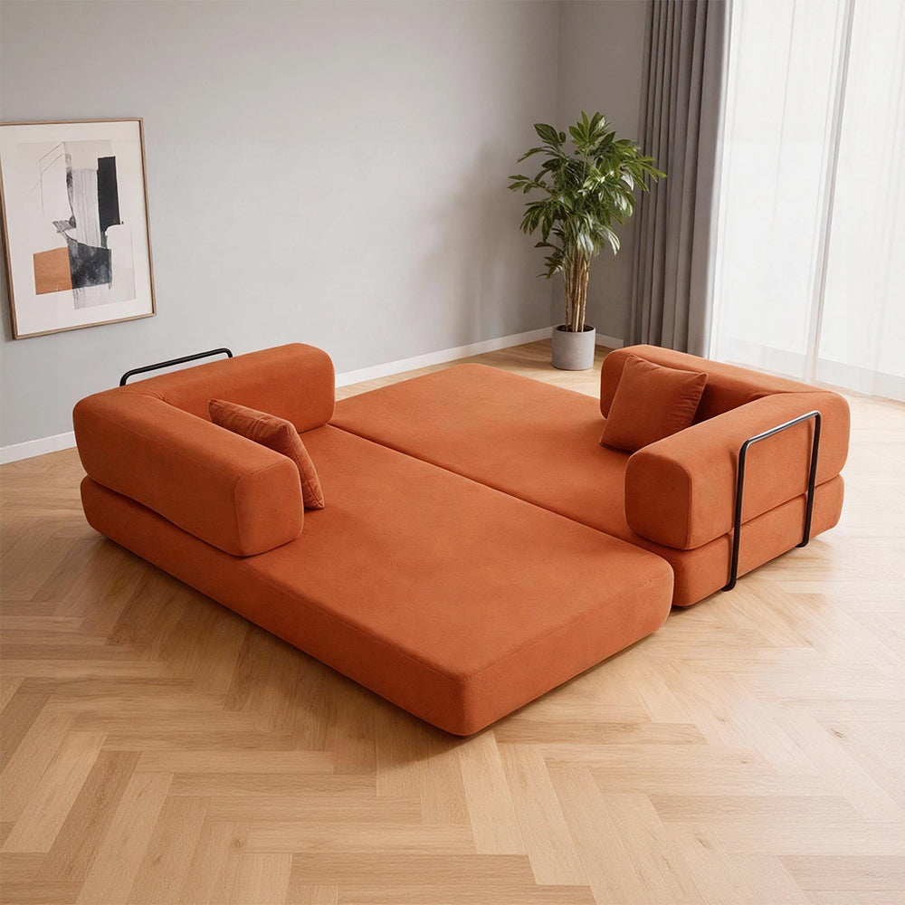 Eeeza Foldable Corduroy Sofa Bed with 2 Cushions, 3-seater