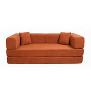 Eeeza Foldable Corduroy Sofa Bed with 2 Cushions, 3-seater