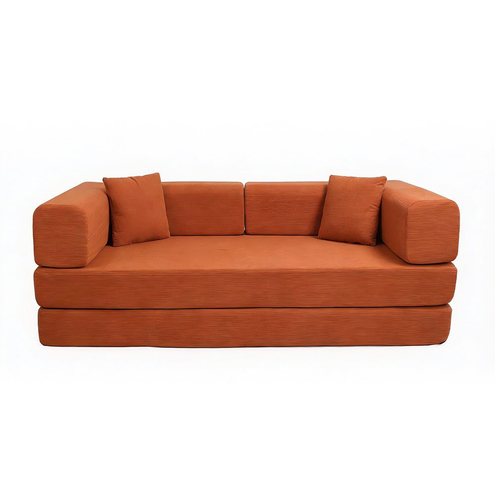 Folding Corduroy Sofa Bed with Pillows