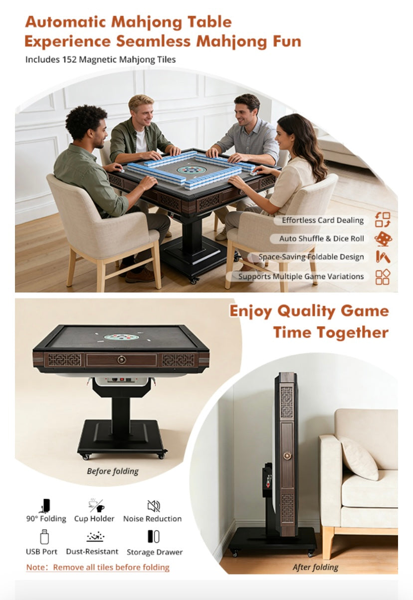 Automatic mahjong table, drum-type silent shuffling mechanism