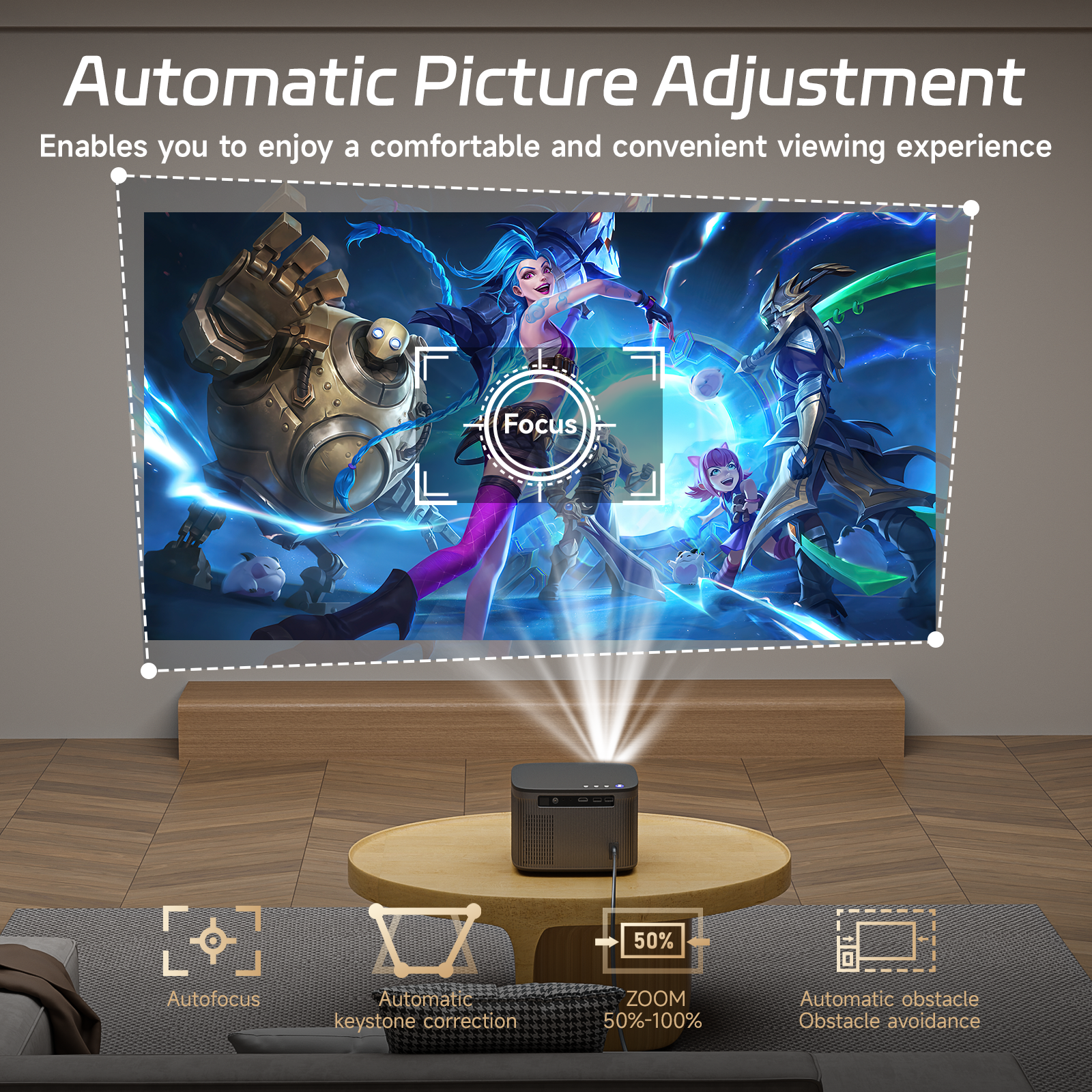 Projector 4K Full HD 1080P 28000LM Auto Focus/Keystone with WiFi6