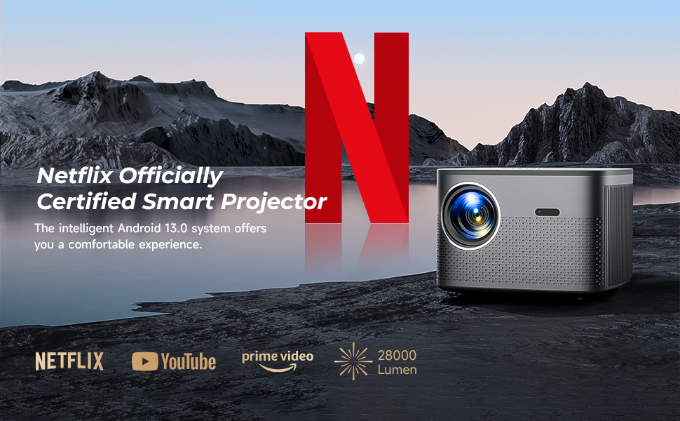 Projector 4K Full HD 1080P 28000LM Auto Focus/Keystone with WiFi6