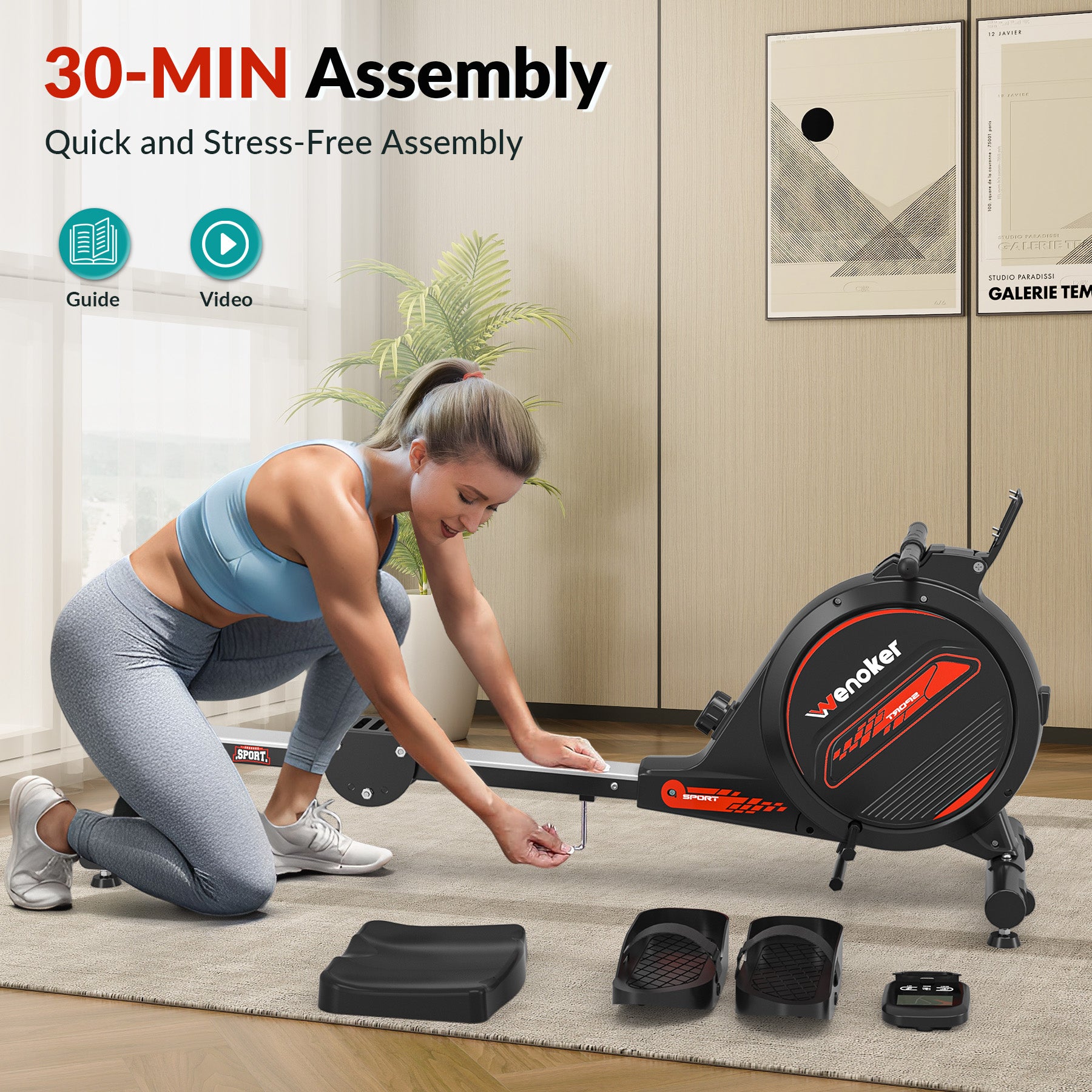 Rowing machine,wenoker magnetic rower machine for home