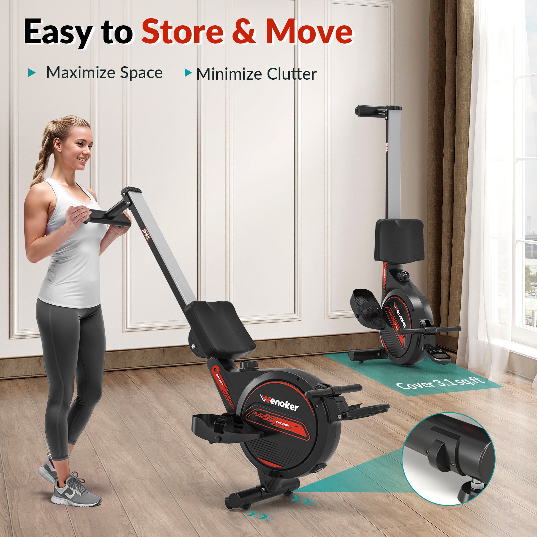 Rowing machine,wenoker magnetic rower machine for home