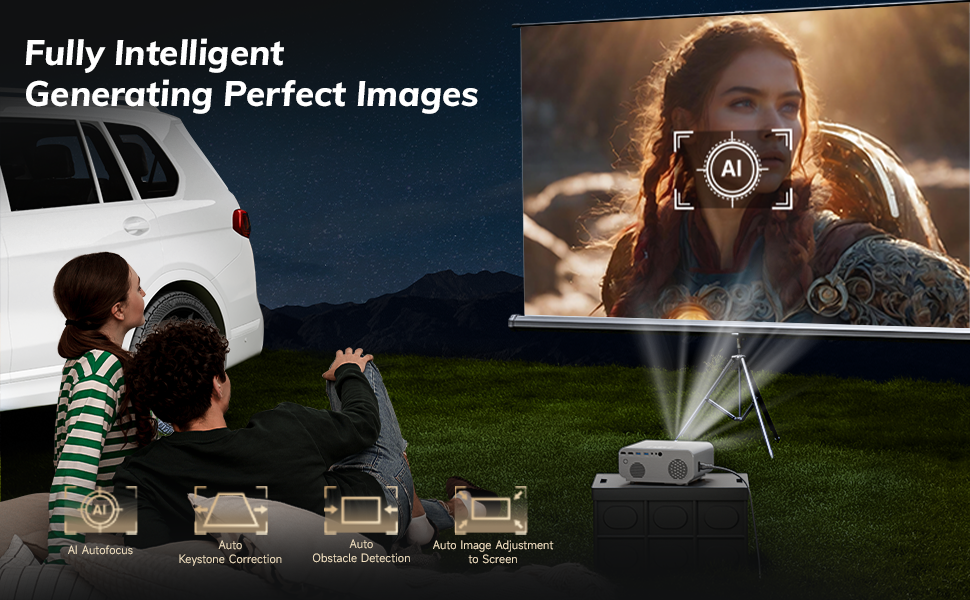 Projector 4K Auto Focus Support WiFi Bluetooth with Netflix/YouTube