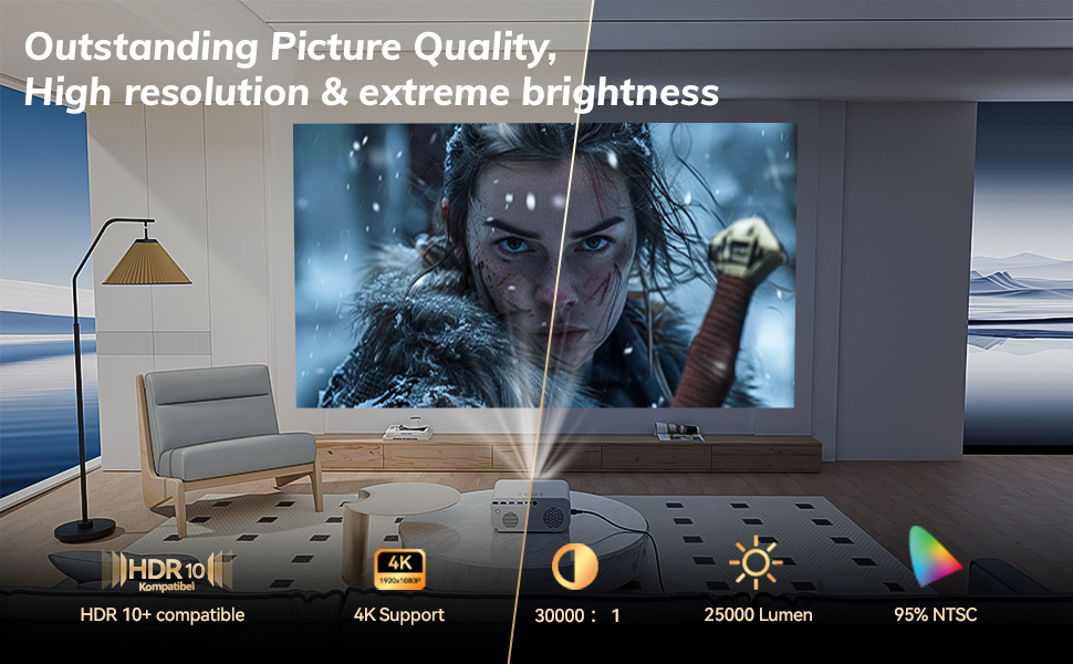 Projector 4K Auto Focus Support WiFi Bluetooth with Netflix/YouTube