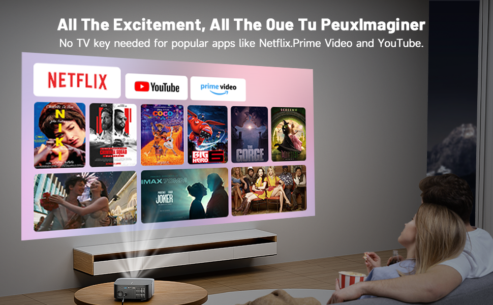 4K Projector 25000 Lumens 1080P Native Full HD with YouTube/Netflix
