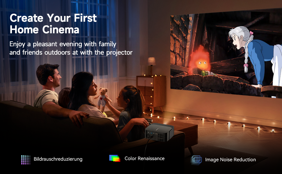 4K Projector 25000 Lumens 1080P Native Full HD with YouTube/Netflix