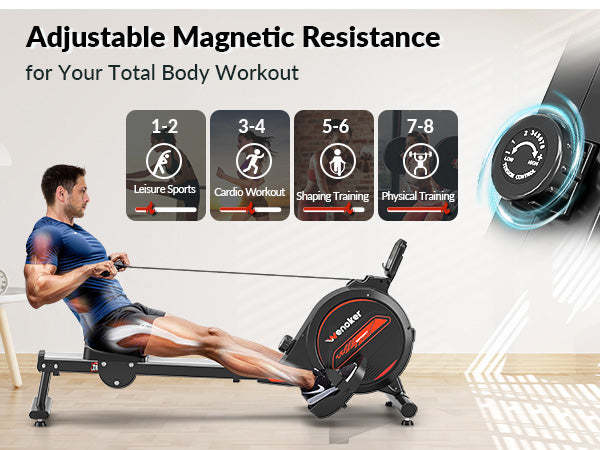 Rowing machine,wenoker magnetic rower machine for home