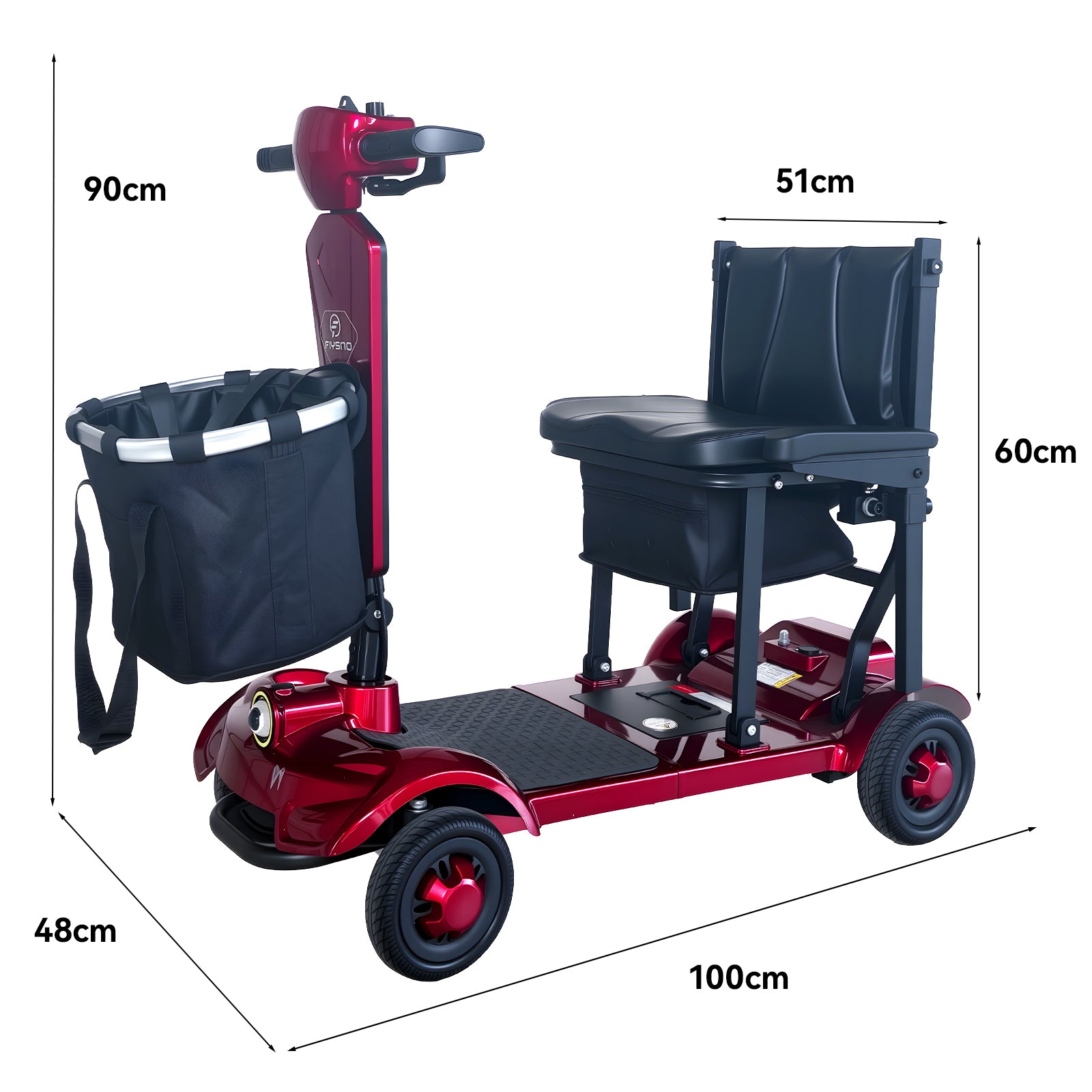 Adults Electric Scooter, Foldable Mobility Scooter with Single/Dual 24V 15.6Ah Lithium Battery