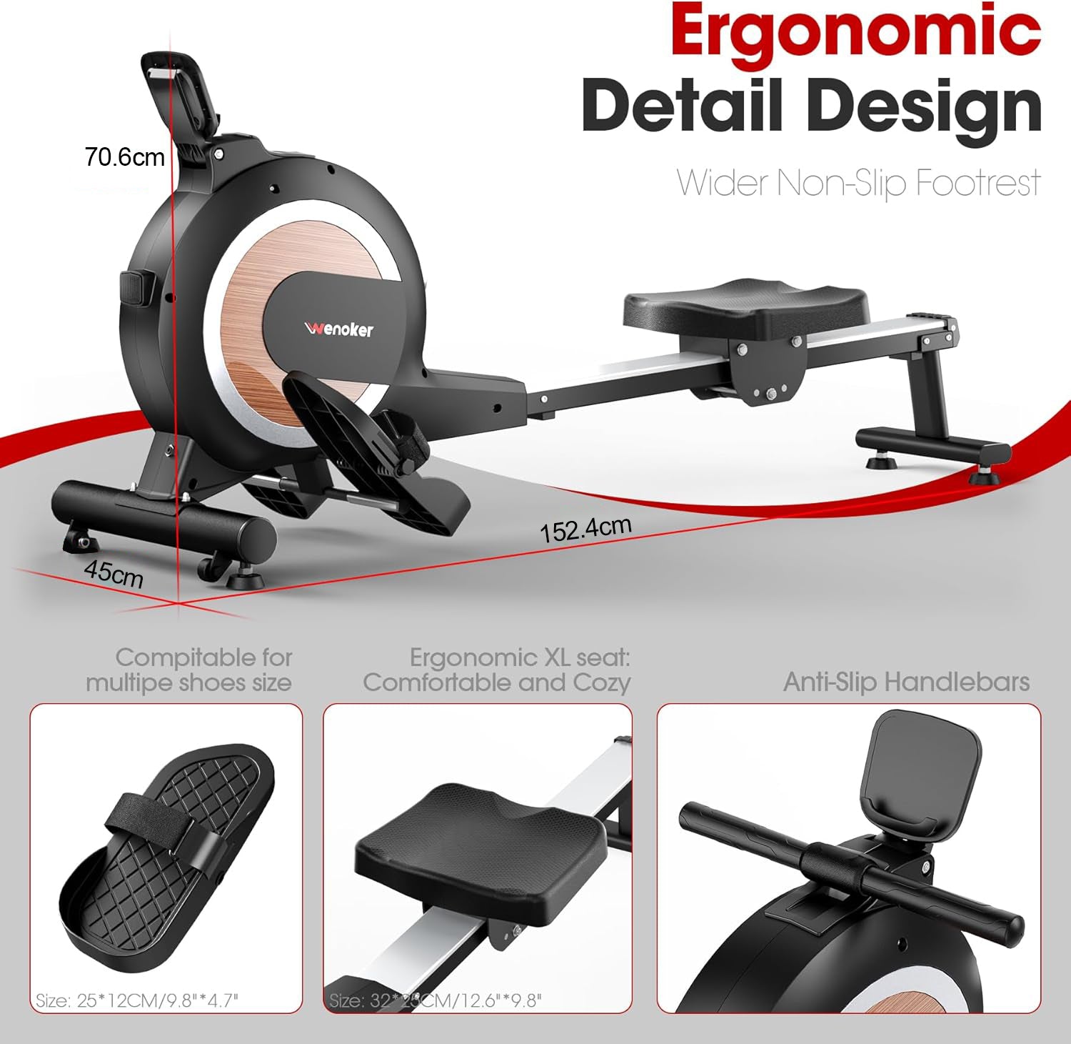 Rowing Machine,Wenoker Magnetic Rower Machine for Home