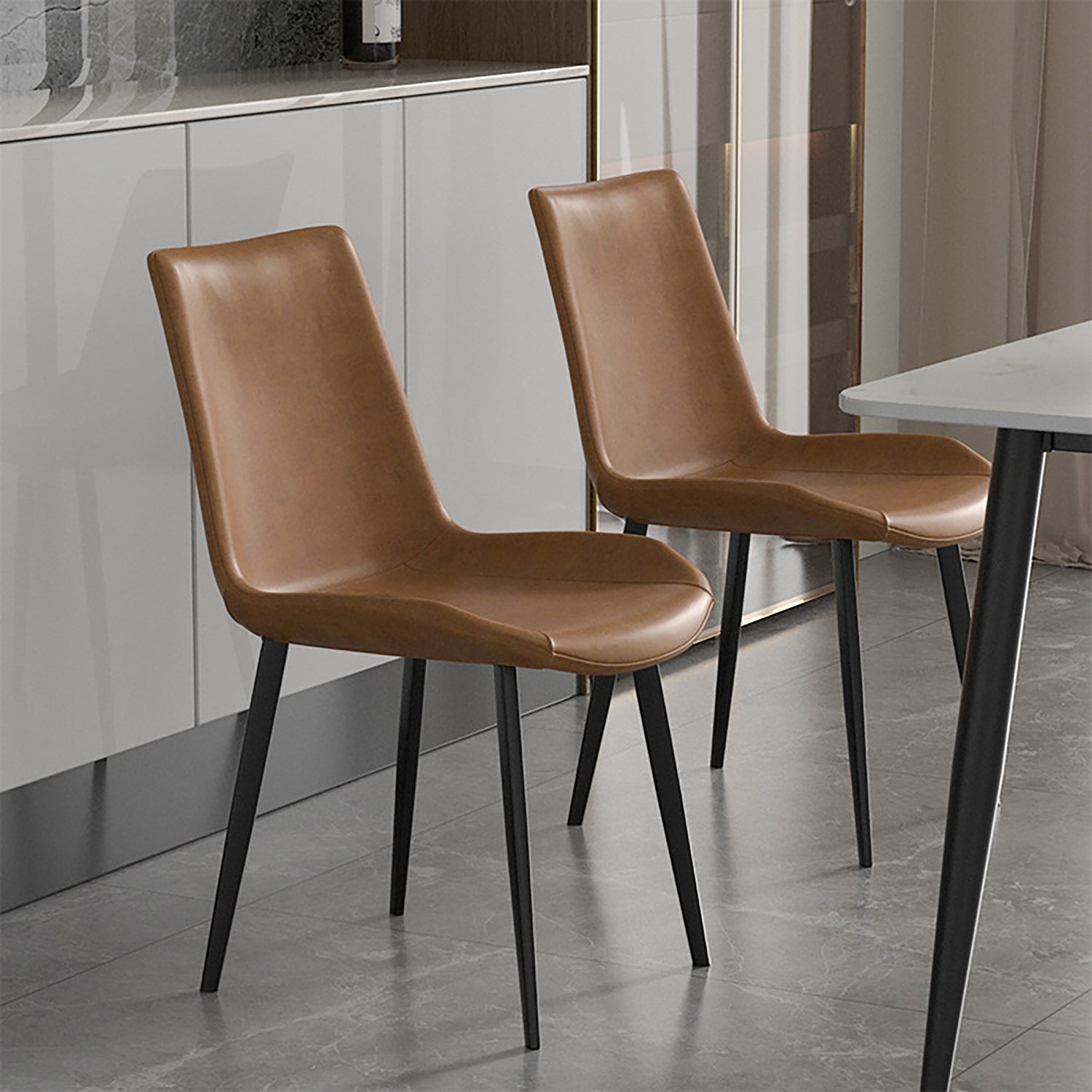 2 Pieces Nordic Style Leather Chairs