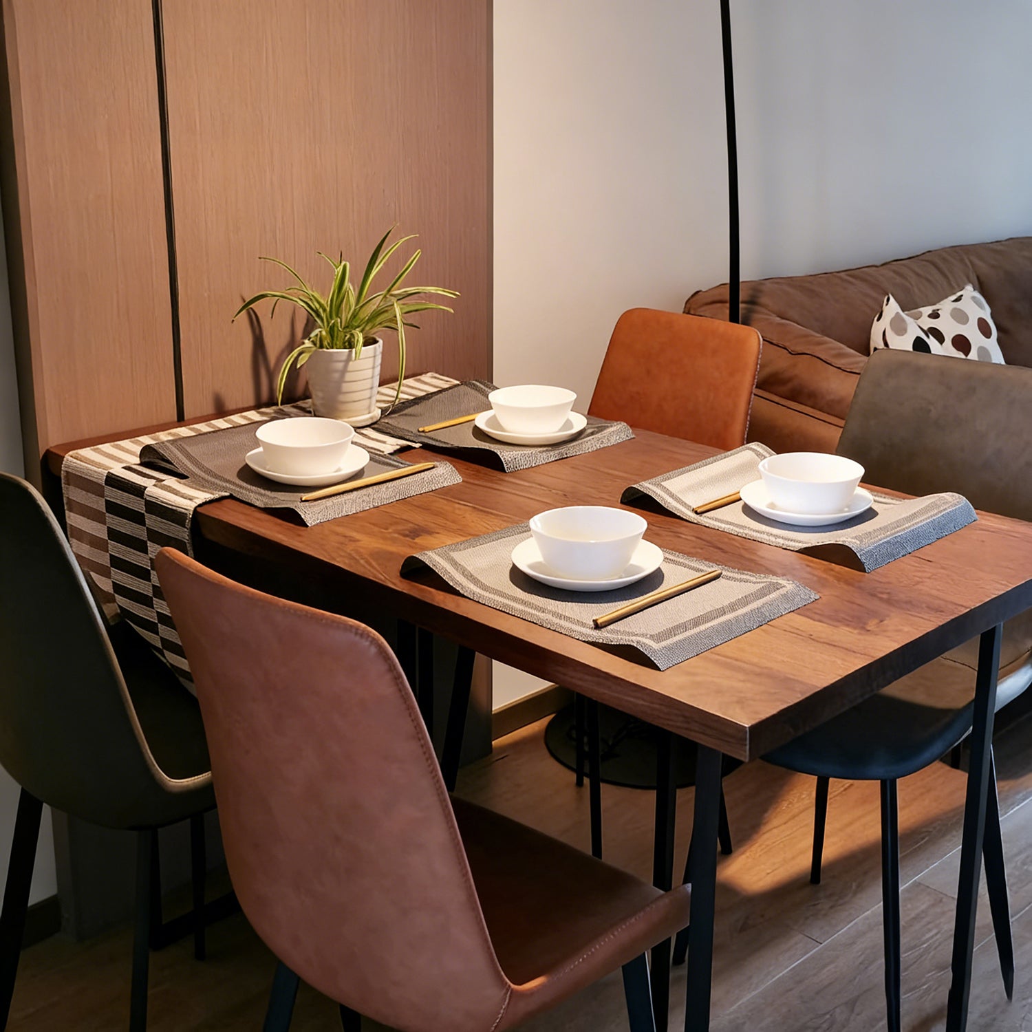 2 Pieces Nordic Style Leather Chairs