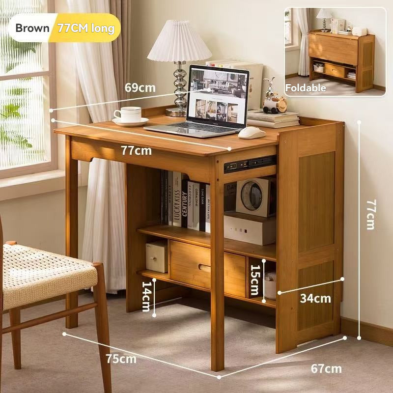 Multi-functional Folding Desk, Solid Wood Computer Table for Students