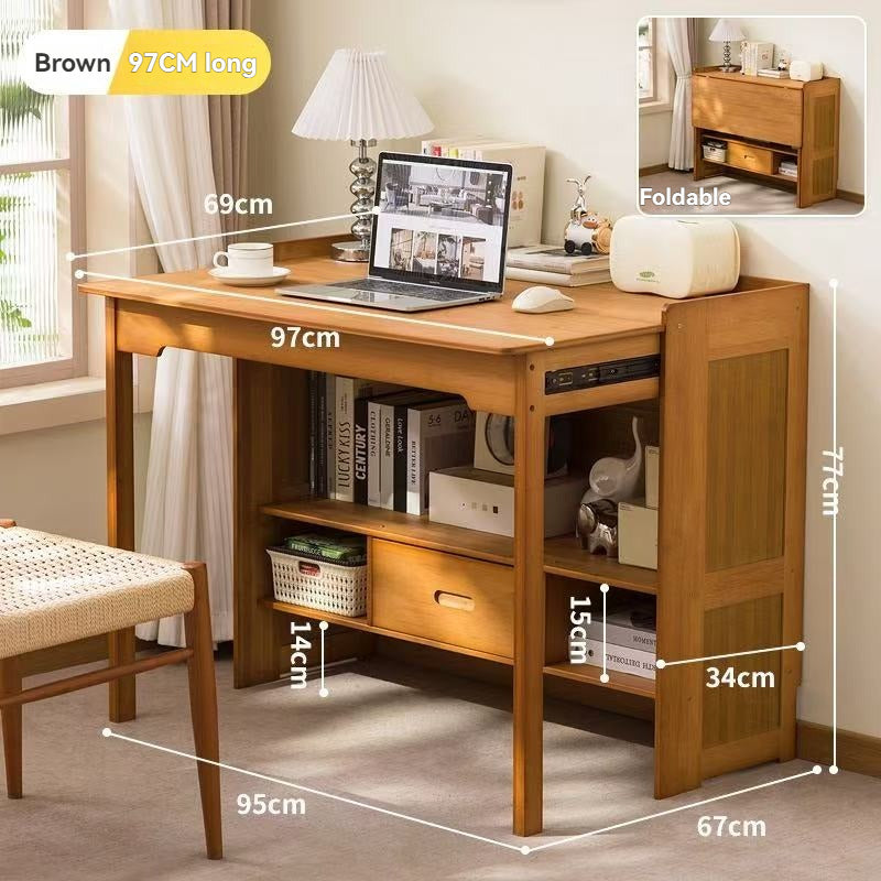 Multi-functional Folding Desk, Solid Wood Computer Table for Students