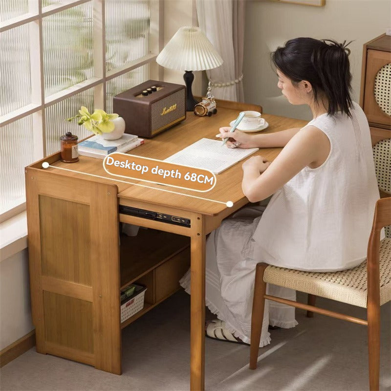 Multi-functional Folding Desk, Solid Wood Computer Table for Students