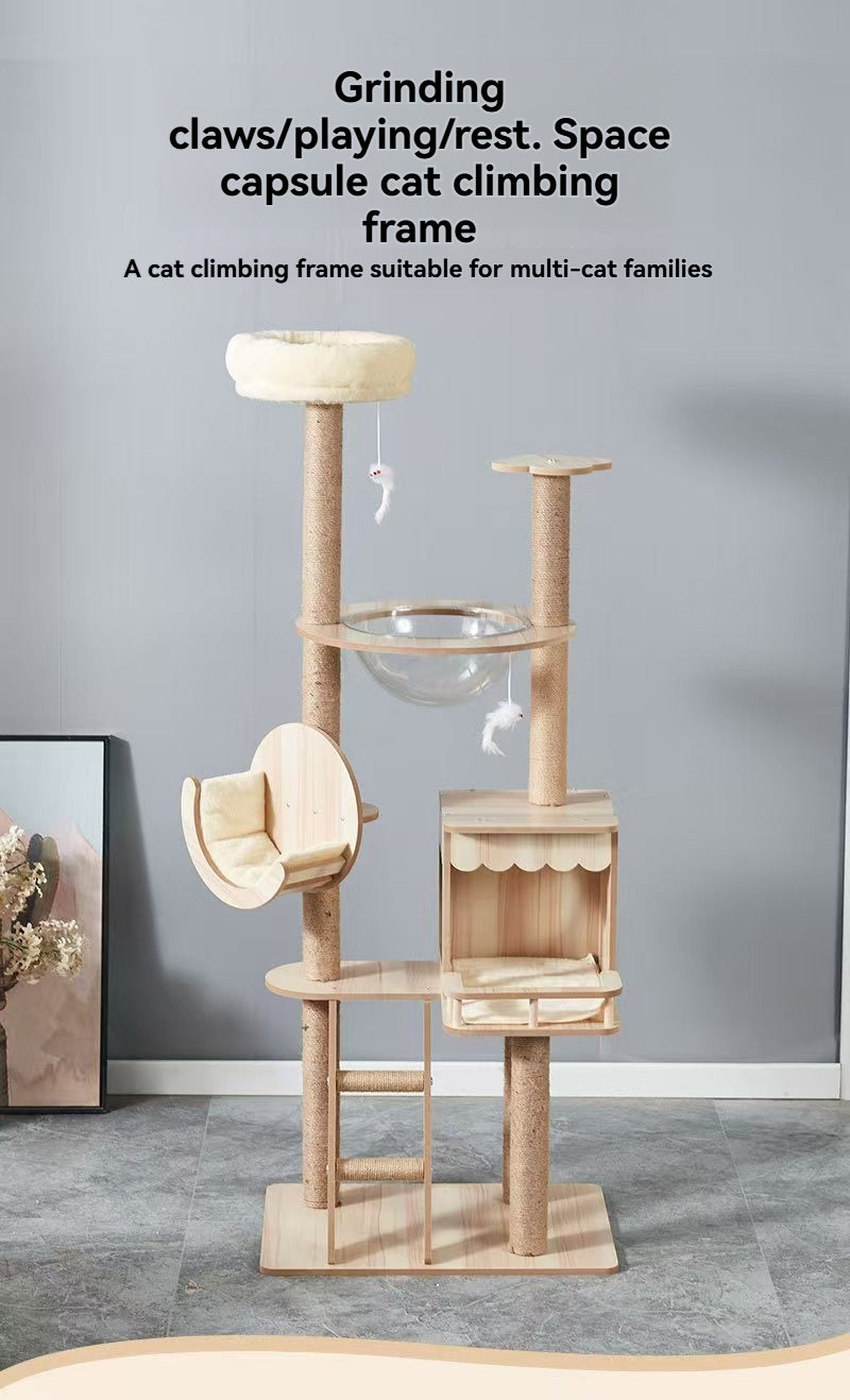 6-Tier Eco-Friendly Cat Tree Tower with Condo - Multi-Level Scratching