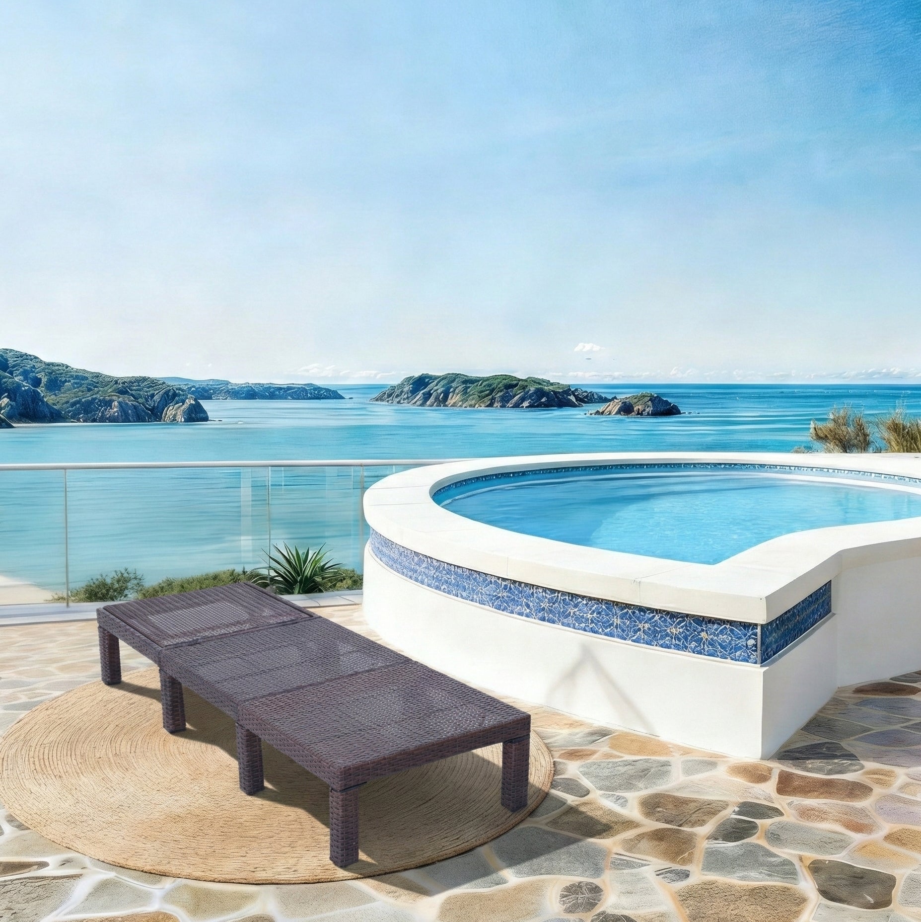 Adjustable Reclining Outdoor Woven Rattan Lounge Chaise