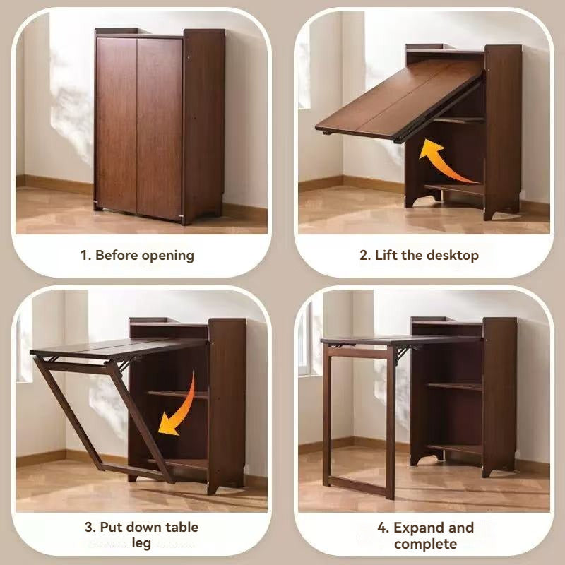 Solid Wood Folding Desk, Student & Home Use Computer Table, Small Stud