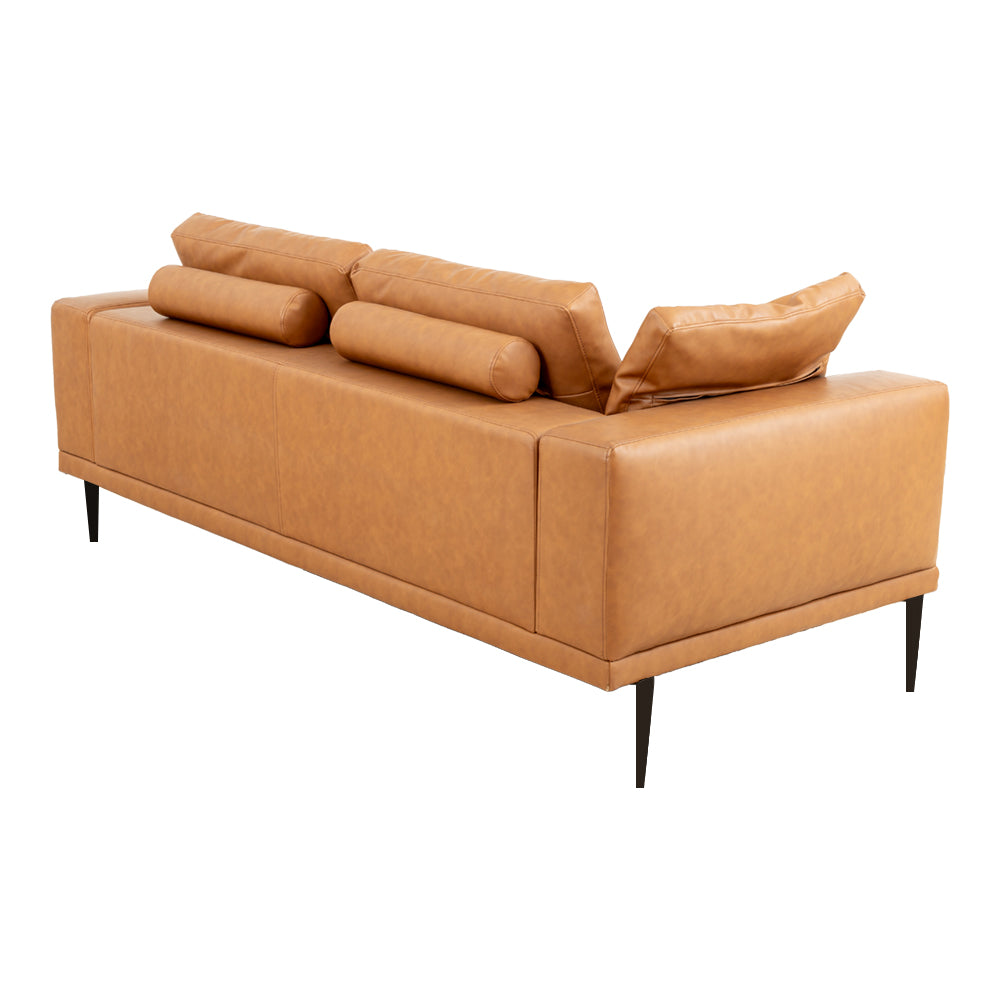Modern Deep-Seated Sofa, Two-seater, Faux Leather, Brown