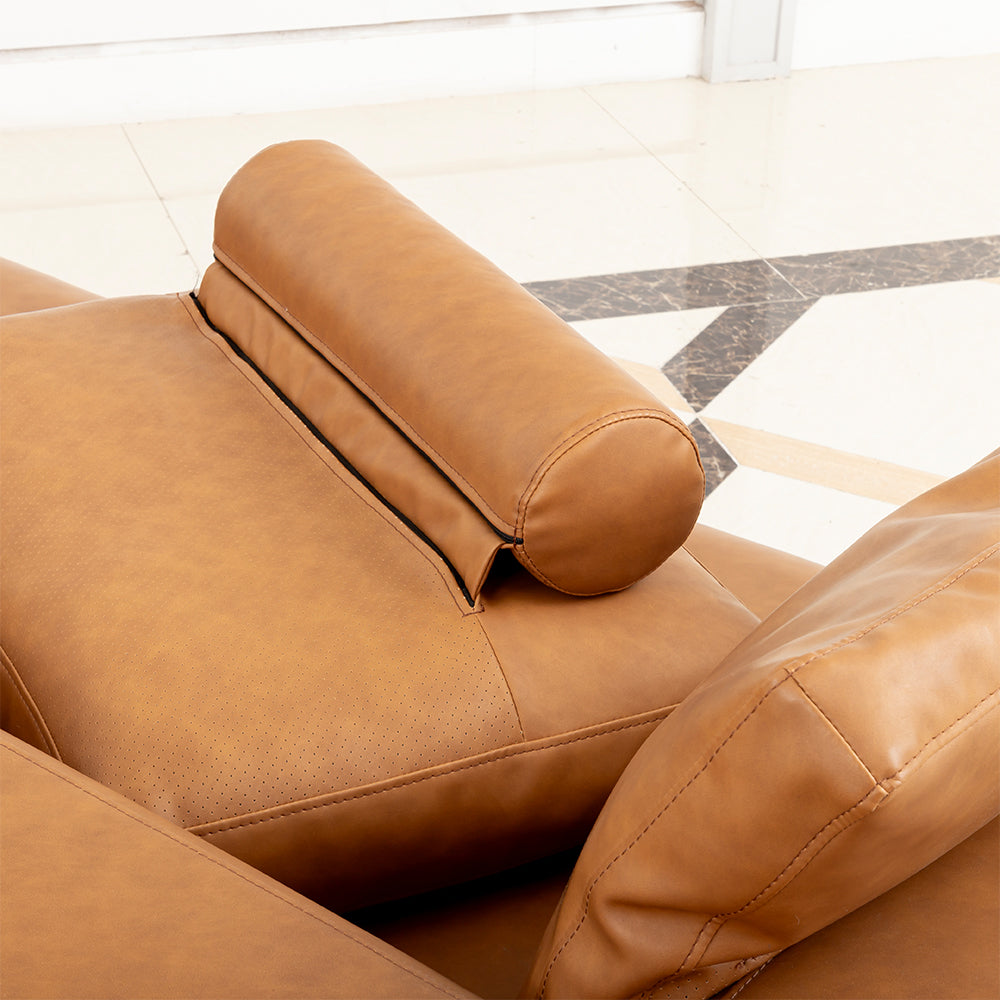 Modern Deep-Seated Sofa, Two-seater, Faux Leather, Brown