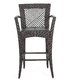Chic Woven Rattan Bar Stool with Armrests