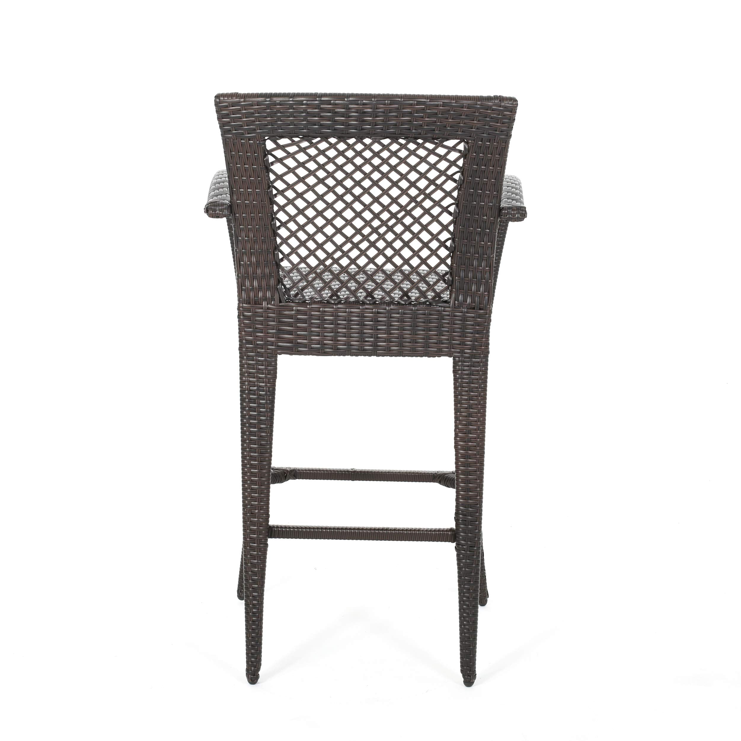 Chic Woven Rattan Bar Stool with Armrests