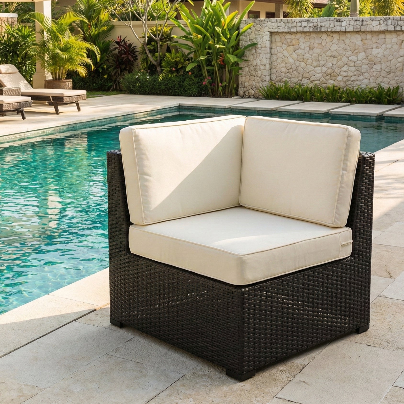 Modern Aluminum Outdoor Rattan Wicker Armless Chair with Cushion