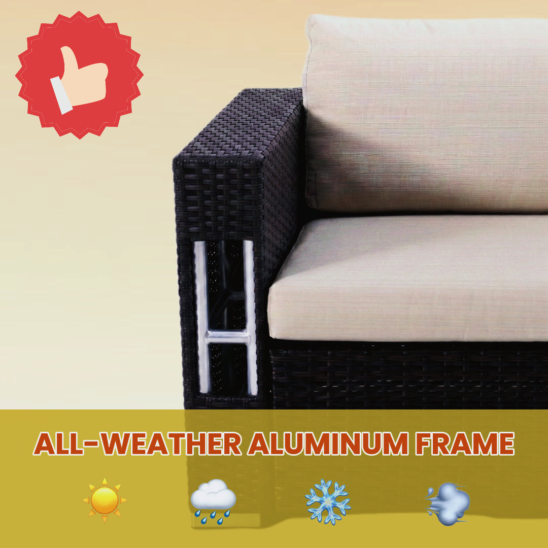 Aluminum Frame Weather-Resistant Outdoor Woven Rattan Armchair