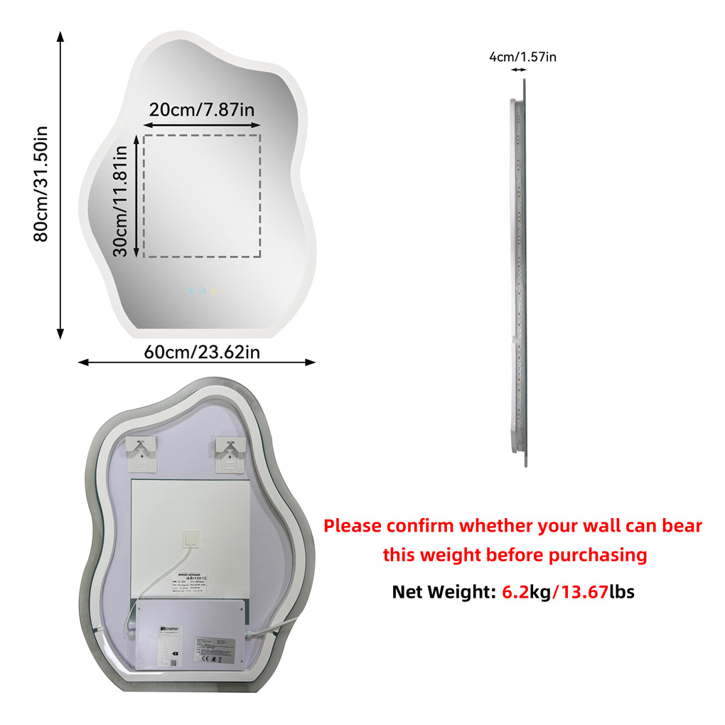 LUVODI Lighted LED Bathroom Mirror Anti Fog Wall Mounted Vanity