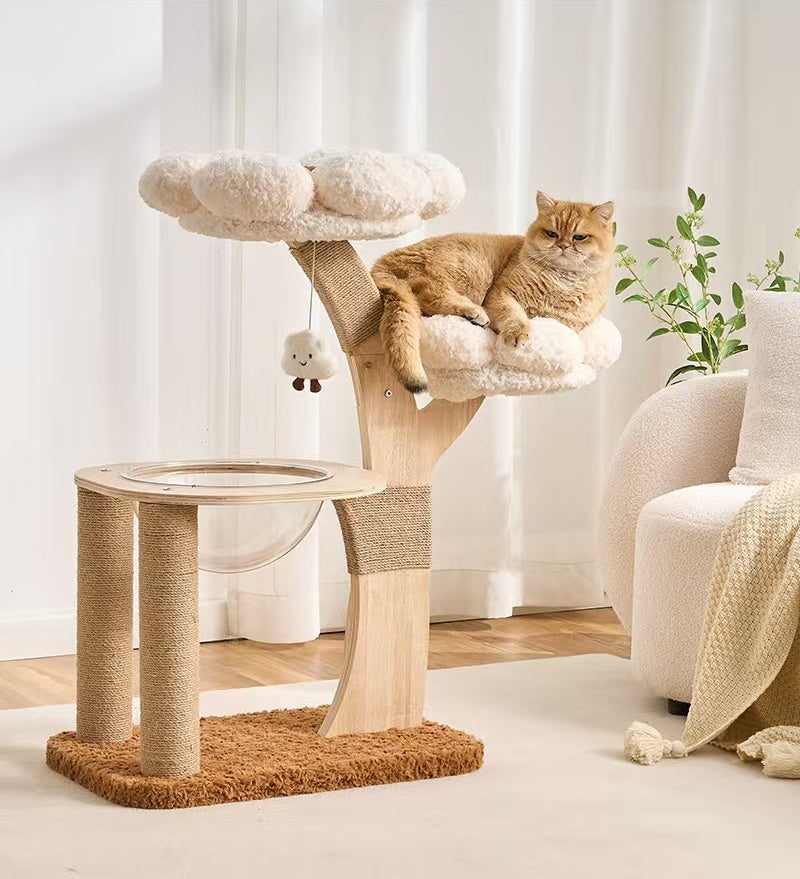 Cat Tree with Condo, Natural Sisal Cat Scratcher & Jumping Platform, S