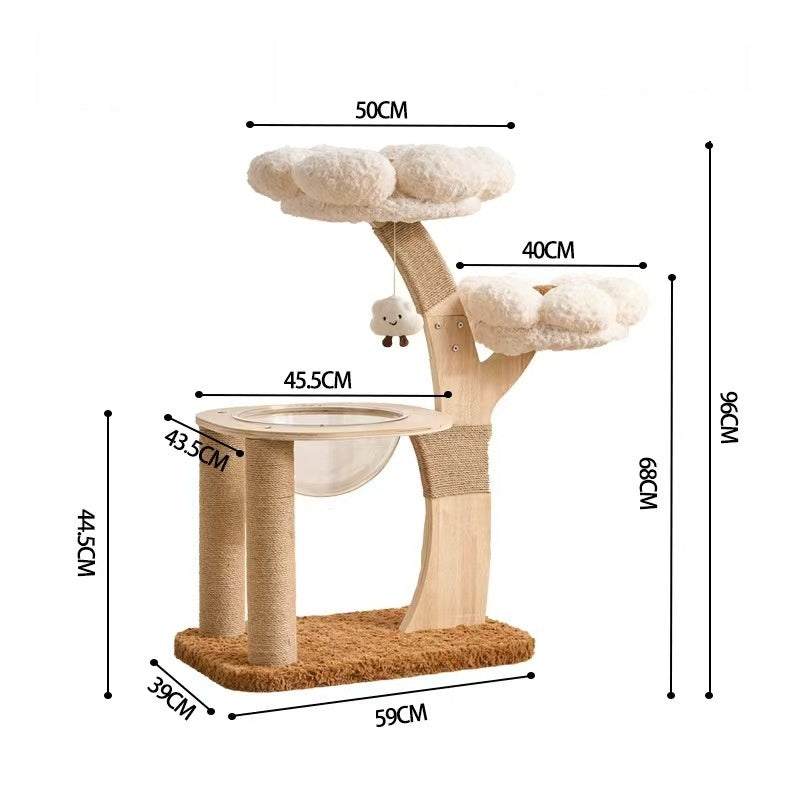 Cat Tree with Condo, Natural Sisal Cat Scratcher & Jumping Platform, S