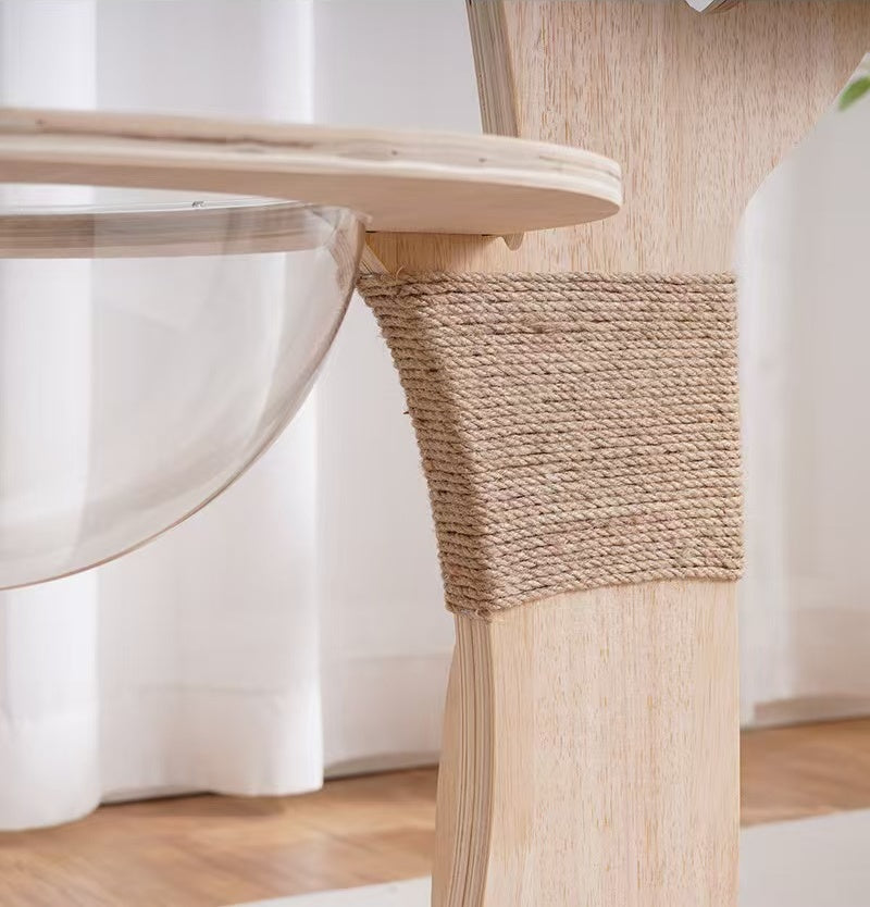 Cat Tree with Condo, Natural Sisal Cat Scratcher & Jumping Platform, S