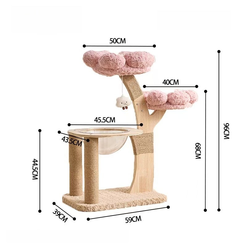 Cat Tree with Condo, Natural Sisal Cat Scratcher & Jumping Platform, S