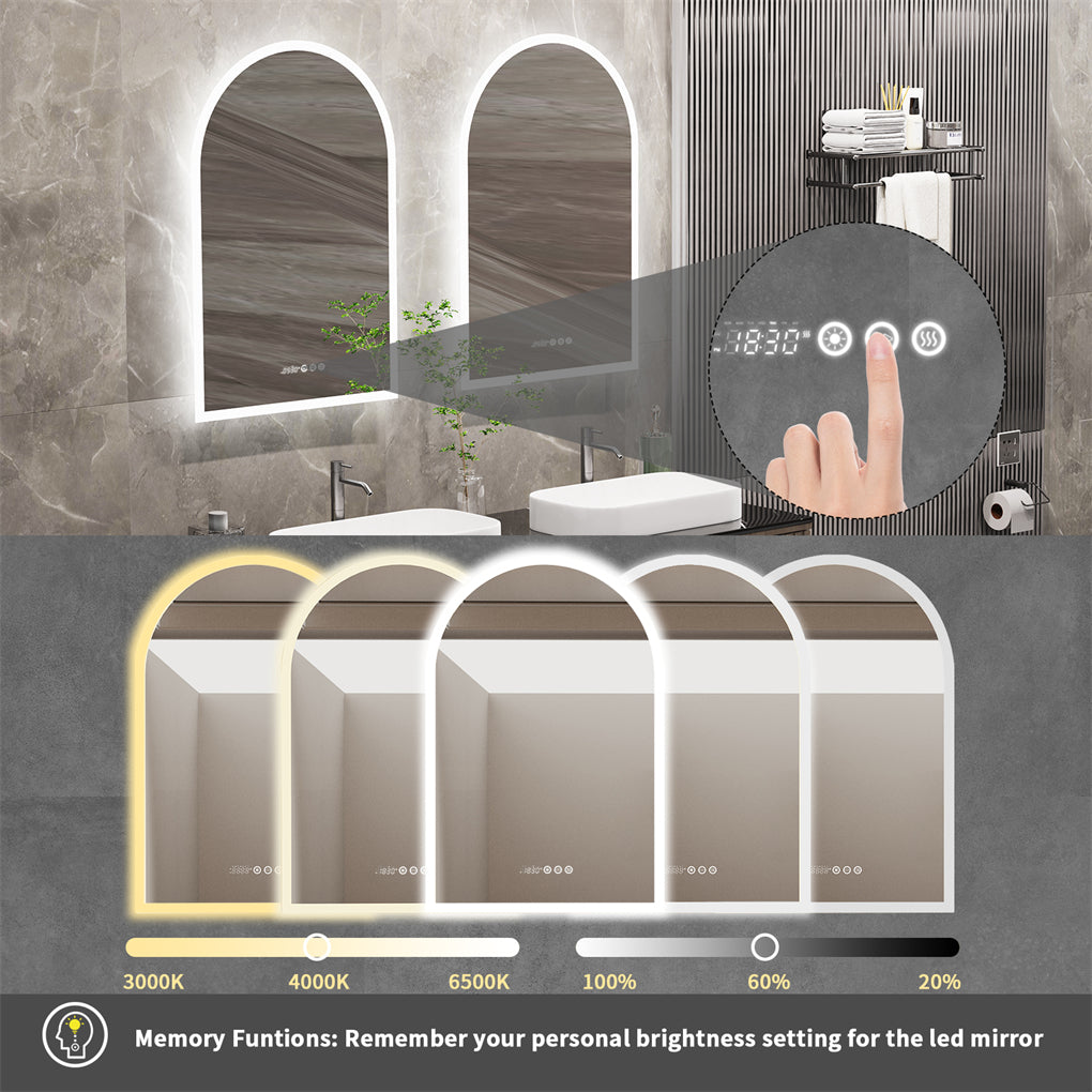 Arch-Shape LED Bathroom Mirror Superbright Anti-fog Vanity Mirror