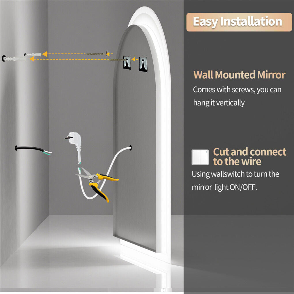 Arch-Shape LED Bathroom Mirror Superbright Anti-fog Vanity Mirror