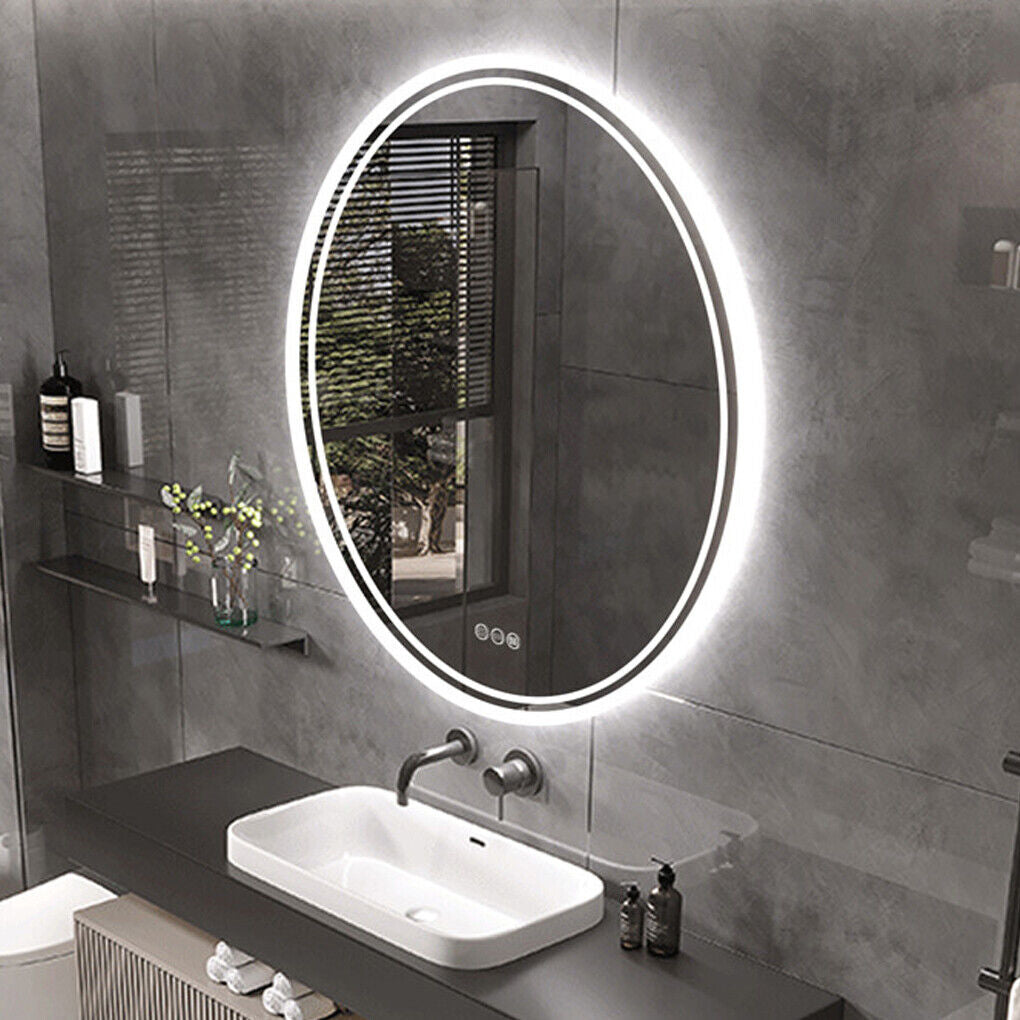 LED Wall Makeup Mirror Round Dimmable LED Bathroom Mirror Smart Touch