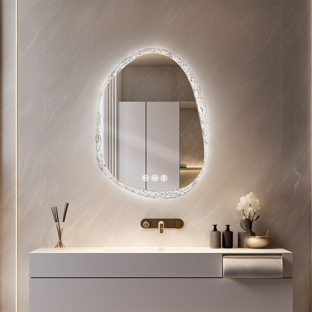 Crystal Frame Bathroom Mirror Anti-fog Makeup Mirror 3 Colors Backlit