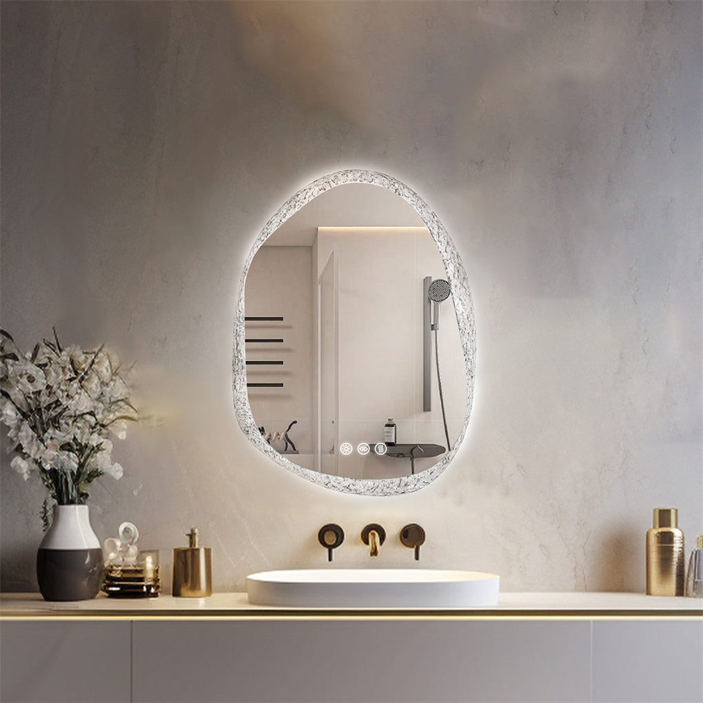 Crystal Frame Bathroom Mirror Anti-fog Makeup Mirror 3 Colors Backlit