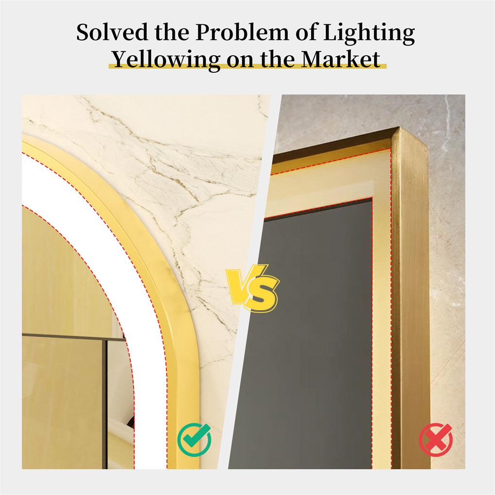 Gold Frame Oval LED Bathroom Mirror Anti-Fog Smart Vanity Mirror