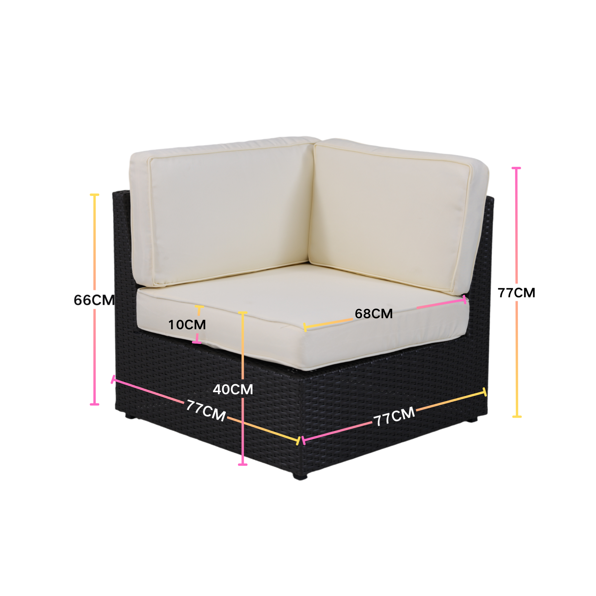 Modern Aluminum Outdoor Rattan Wicker Armless Chair with Cushion