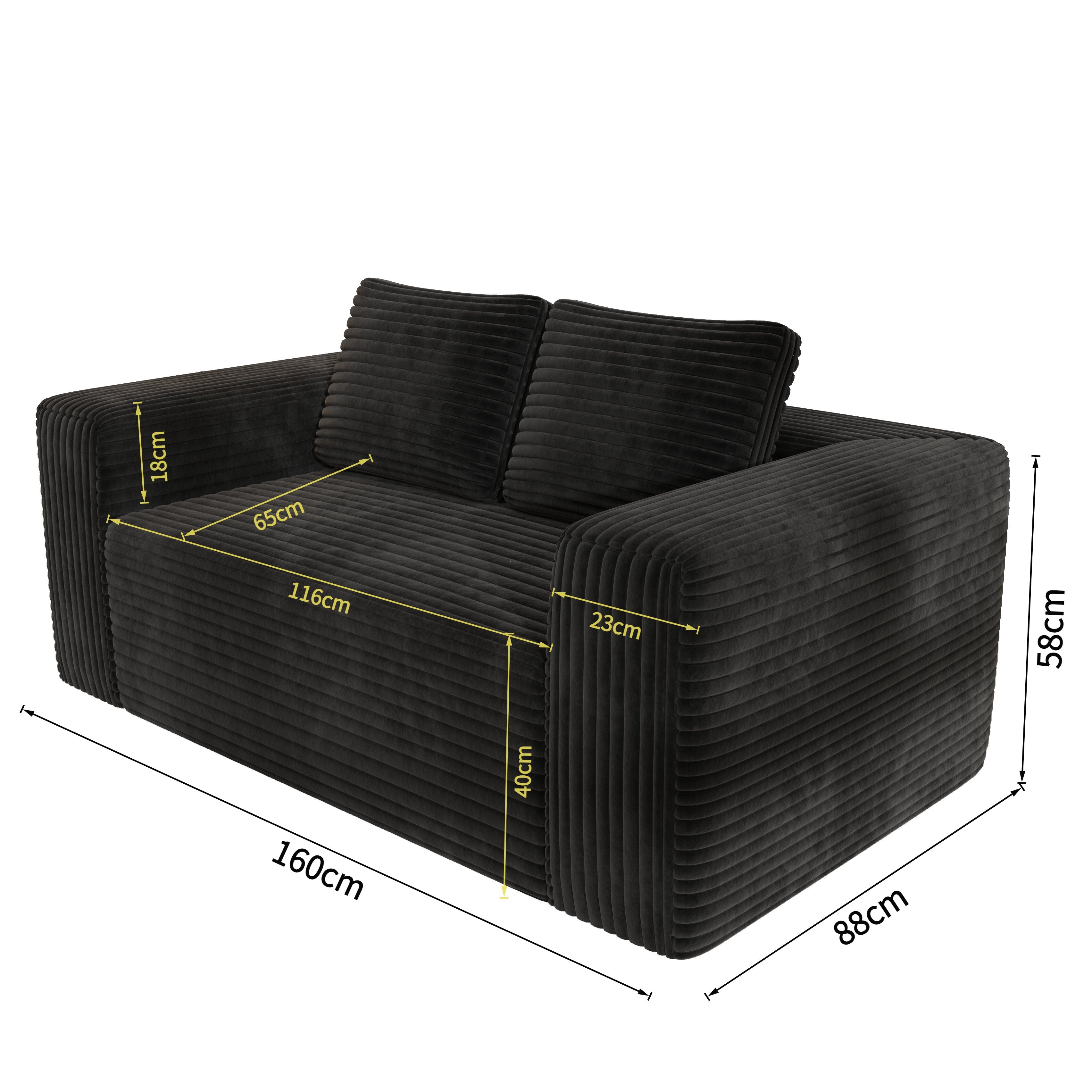 Boneless Deep Seat 2-Seater, No Assembly Foam Floor Couch, Plush Cordu