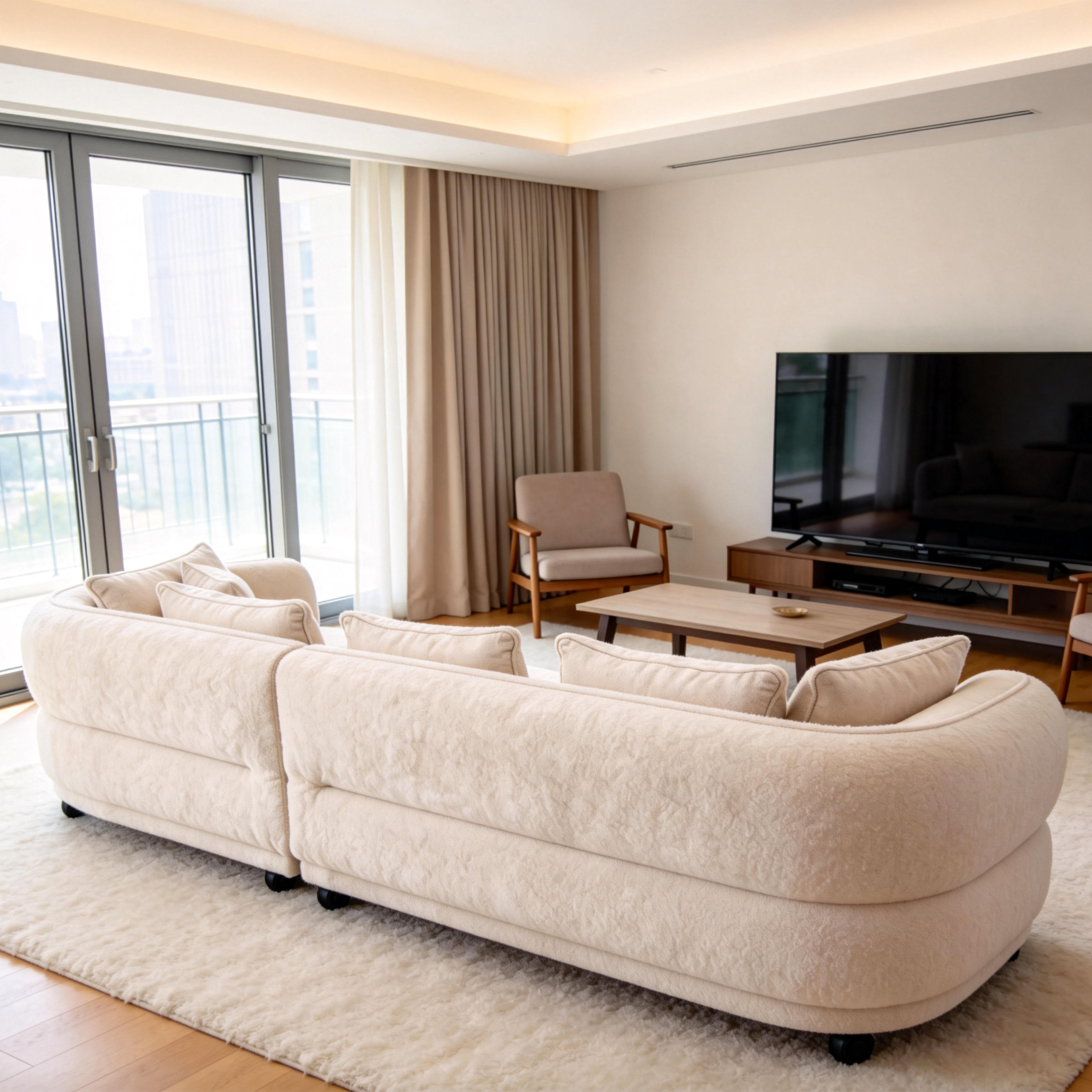 Modern Fabric Oversized Modular Sofa, Curved