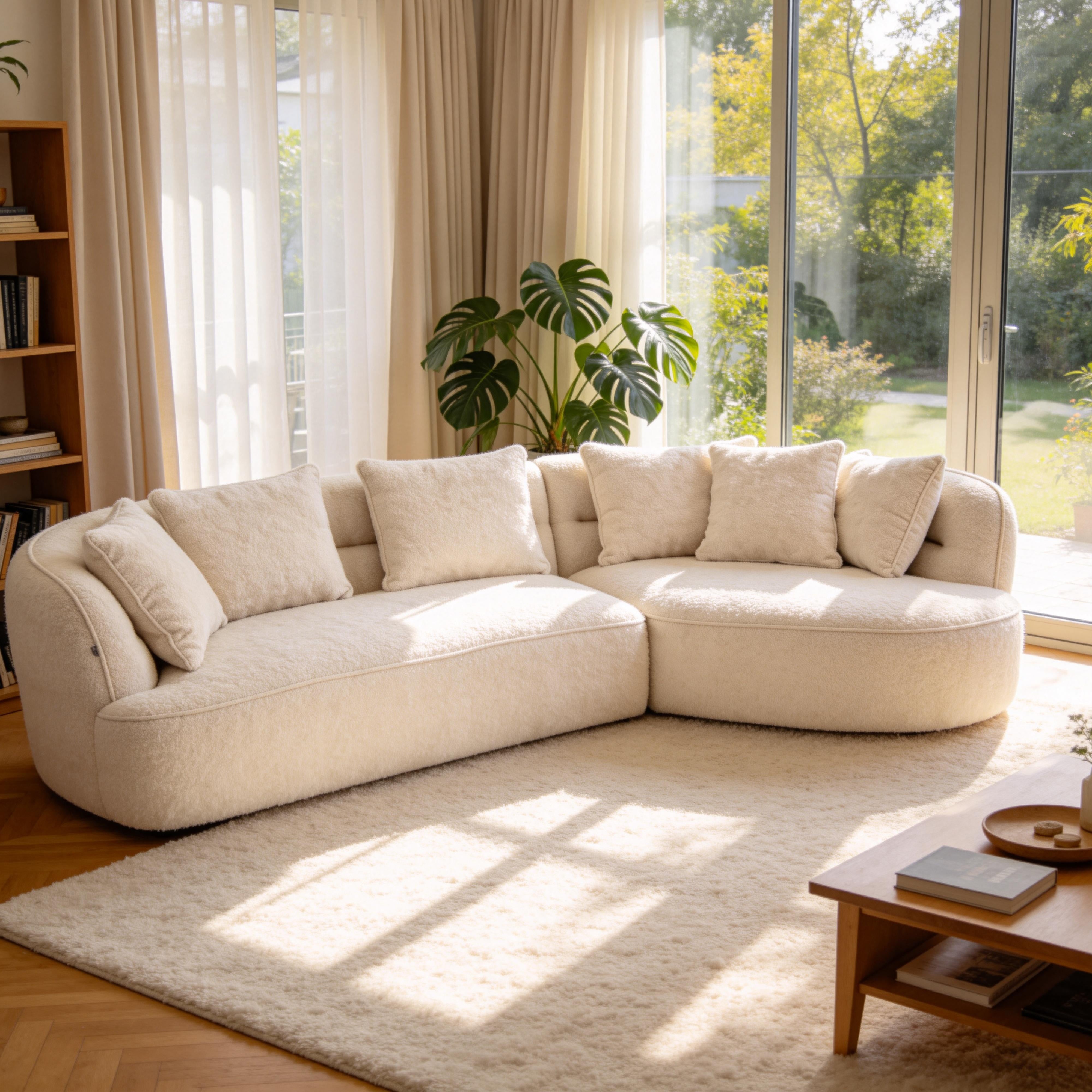 Modern Fabric Oversized Modular Sofa, Curved