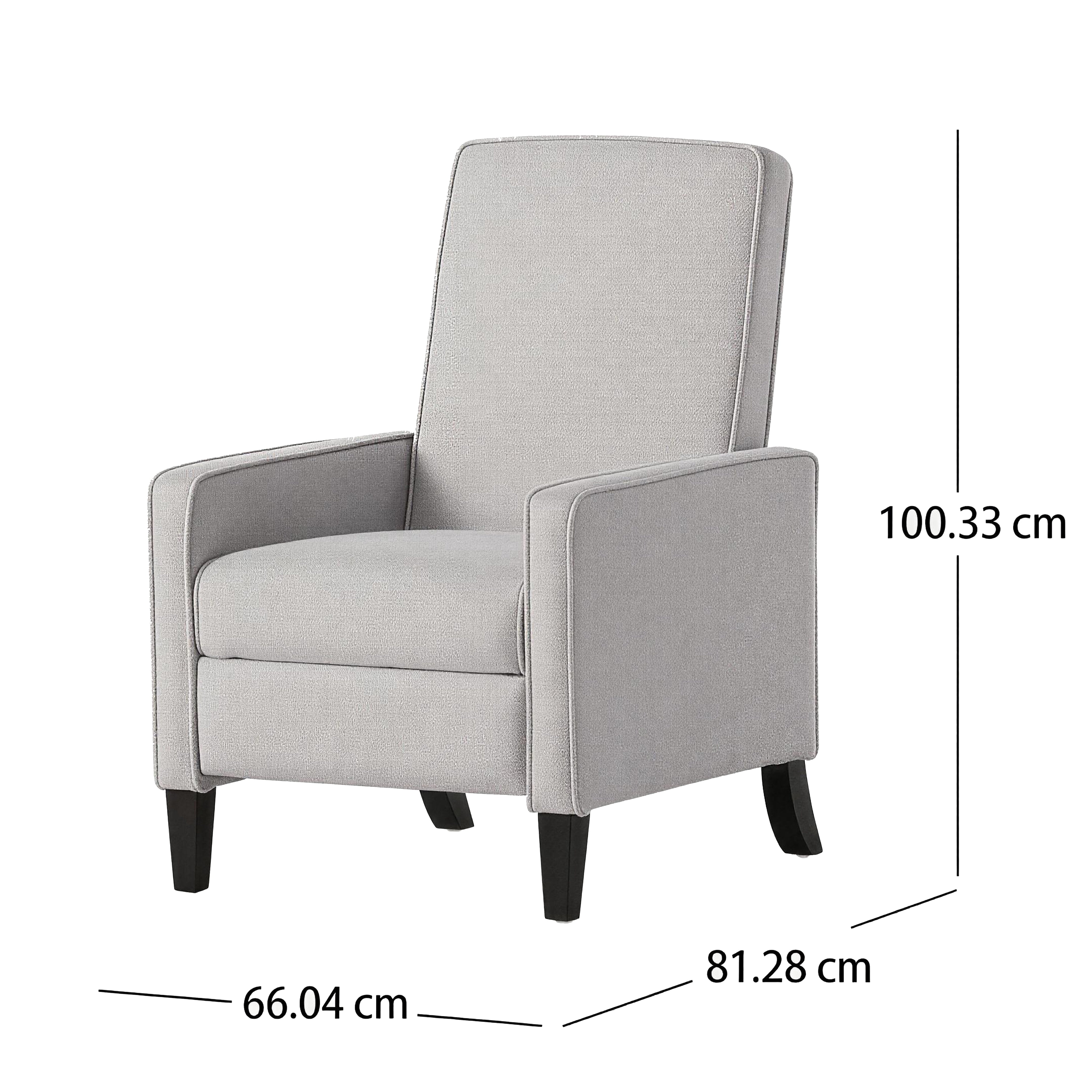 Minimalist Light Grey Reclining Fabric Upholstered Chair