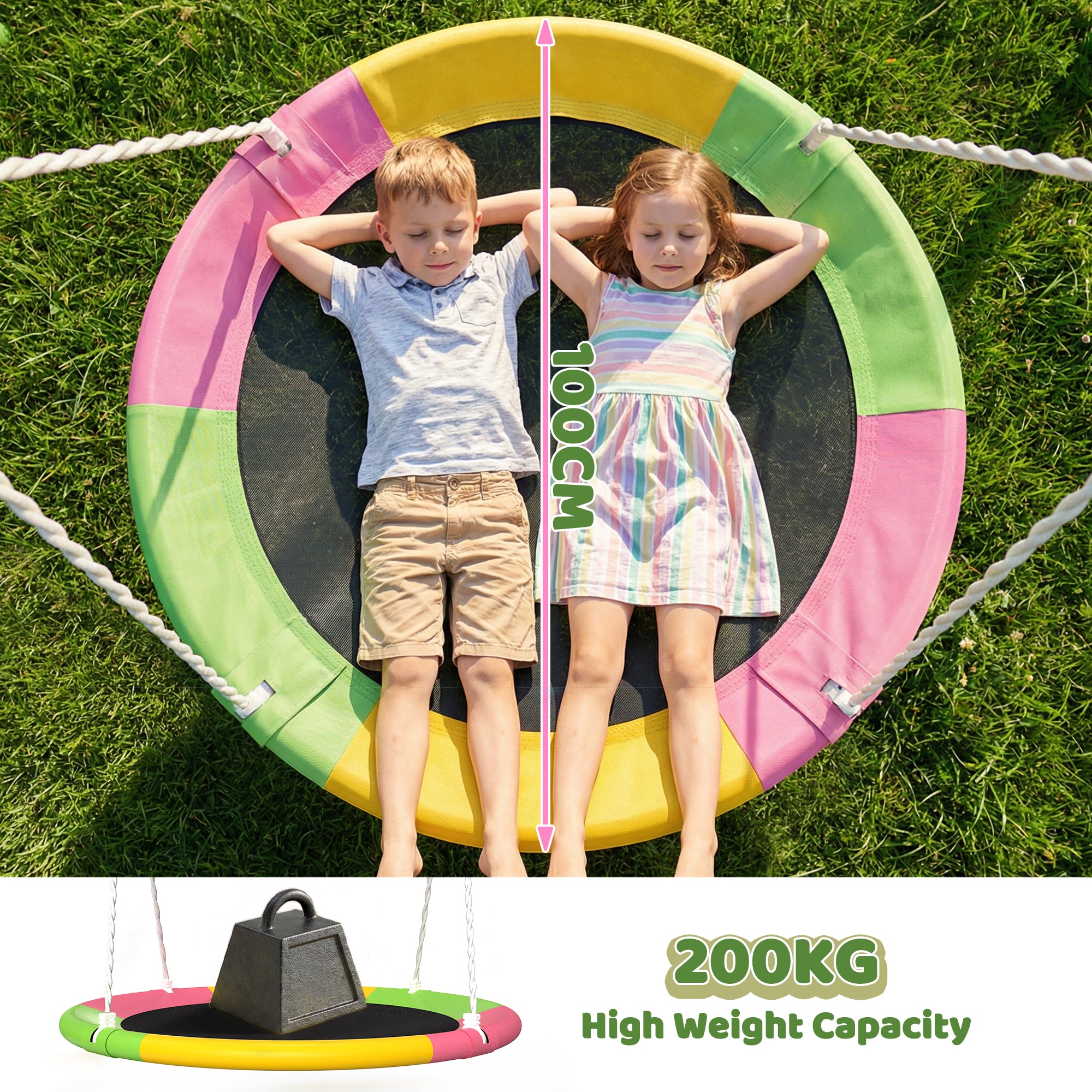 Flying Saucer Swing Set with Heavy Duty A-Frame Metal Swing Stand, Ful