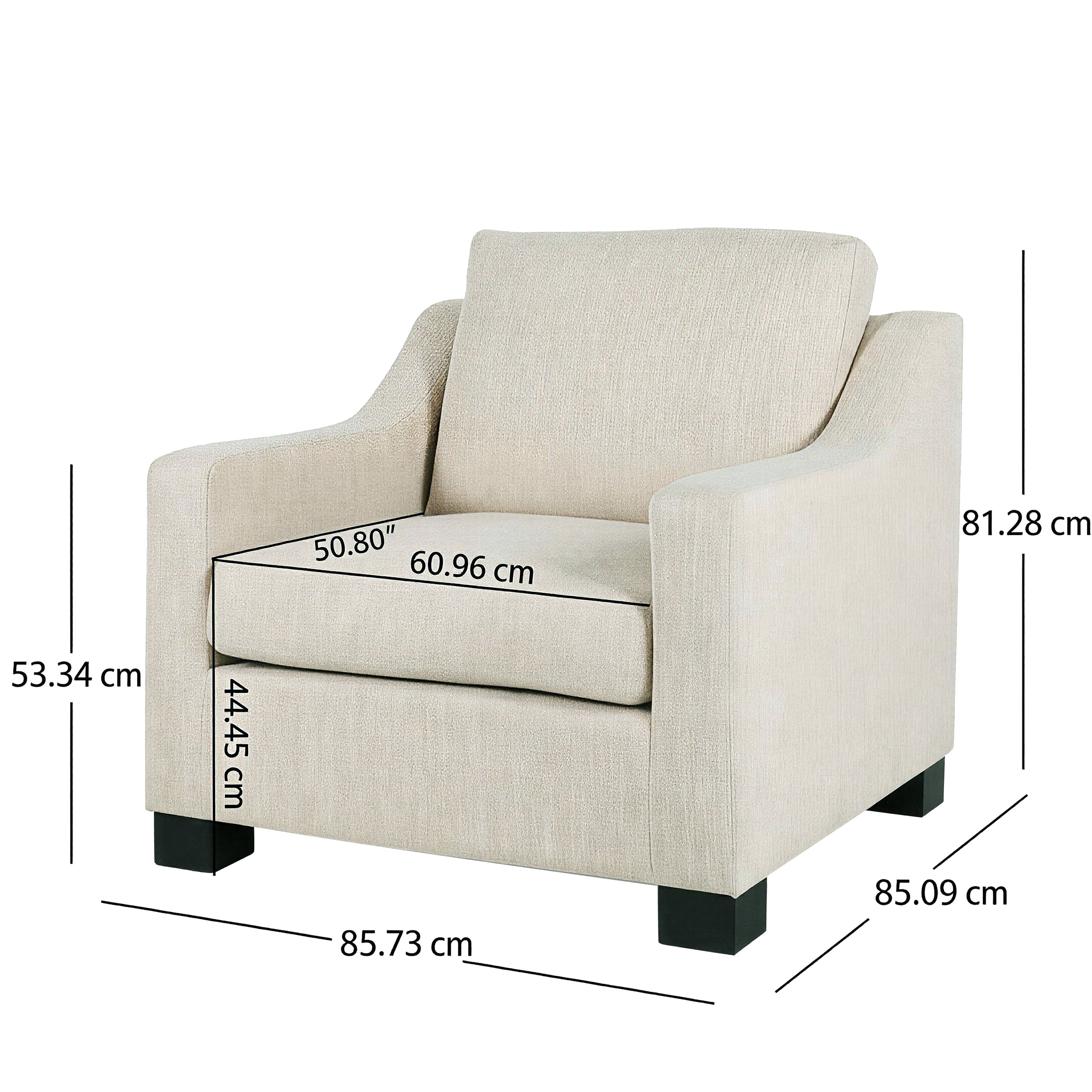 Contemporary Beige Fabric Upholstered Club Chair