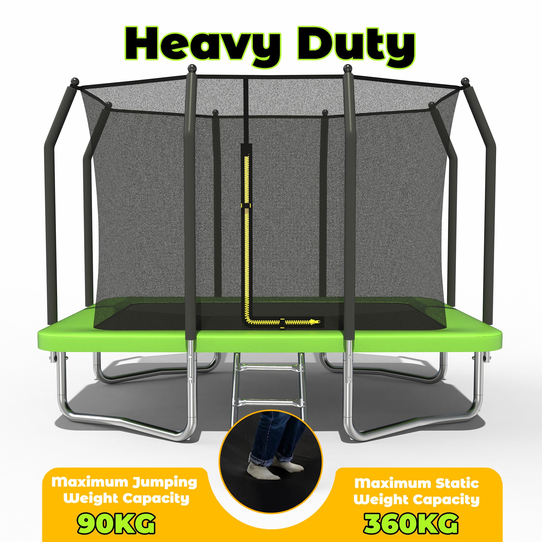 7FT x 10FT Rectangle Outdoor Trampoline, with Safety Enclosure Net